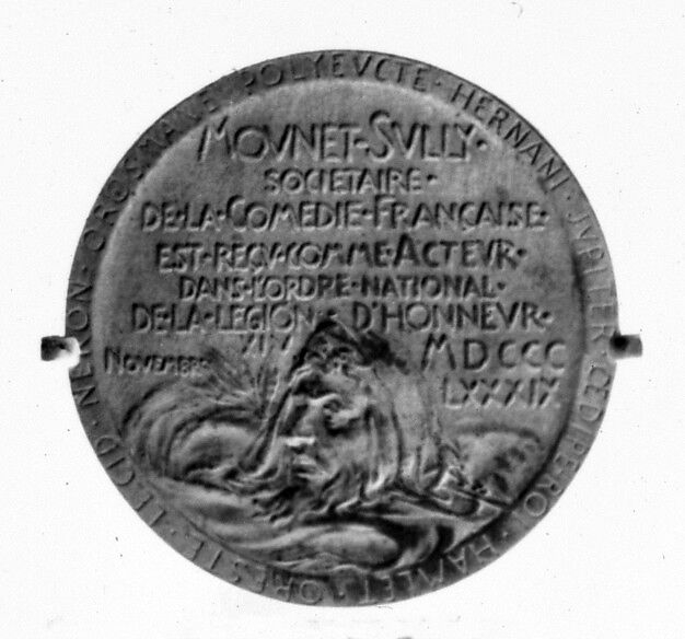 To Commemorate M. Mounet-Sully's Admission to the Legion of Honor, 1889, Medalist: Louis-Oscar Roty (French, Paris 1846–1911 Paris), Silver, cast, French