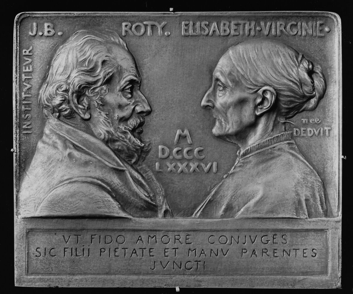 Jean Baptiste and Elisabeth Virginie Roty, Parents of the Medalist, Medalist: Louis-Oscar Roty (French, Paris 1846–1911 Paris), Bronze, brown patina, French 