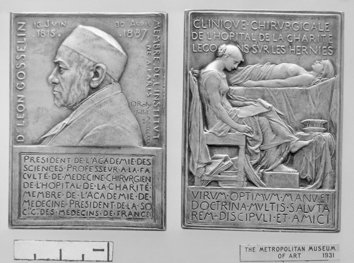 In Memory of Dr. Leon Gosselin (1815–1887), President of the Academy of Sciences, Medalist: Louis-Oscar Roty (French, Paris 1846–1911 Paris), Silver, struck, French