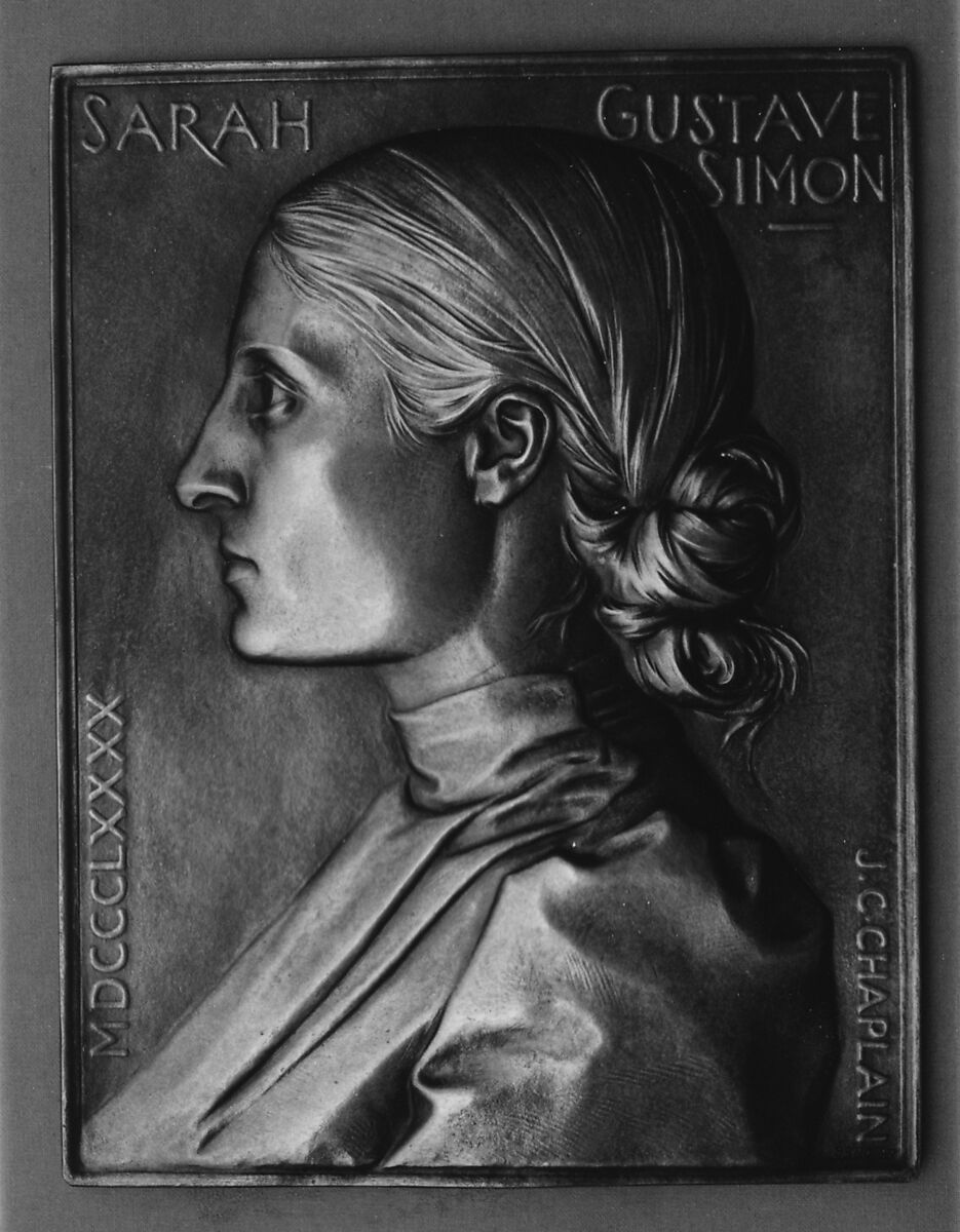 Portrait of Mme. Sarah Gustave Simon (French, 1858-1925), Jules-Clément Chaplain (French, Mortagne, Orne 1839–1909 Paris), Bronze, cast - single, French 