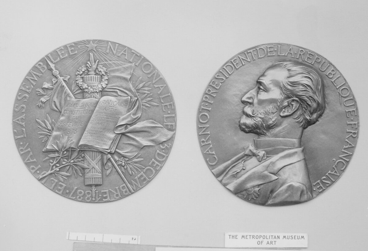 Commemorating the Election of Marie Francois Sadi Carnot as President of the French Republic, Medalist: Jules-Clément Chaplain (French, Mortagne, Orne 1839–1909 Paris), Bronze, cast - double, French 