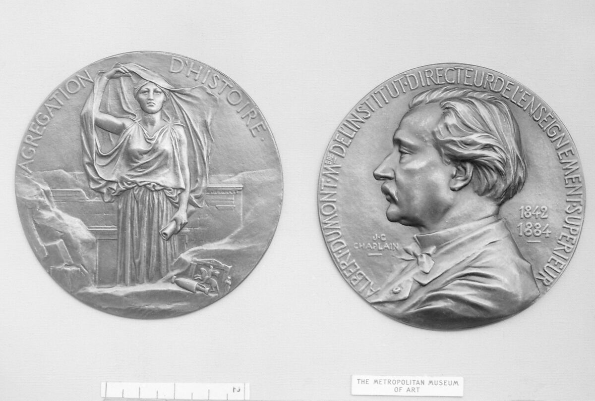 In honor of Albert Dumont, superintendent of Higher Education in France, 1884, Medalist: Jules-Clément Chaplain (French, Mortagne, Orne 1839–1909 Paris), Bronze, cast - double, French 