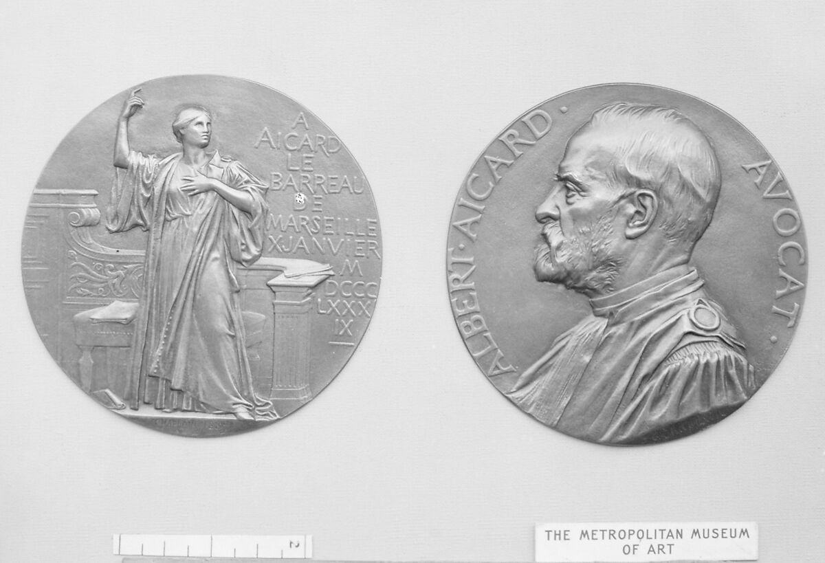 In honor of M. Aicard, Advocate, 1889, Medalist: Jules-Clément Chaplain (French, Mortagne, Orne 1839–1909 Paris), Bronze, cast - double, French 