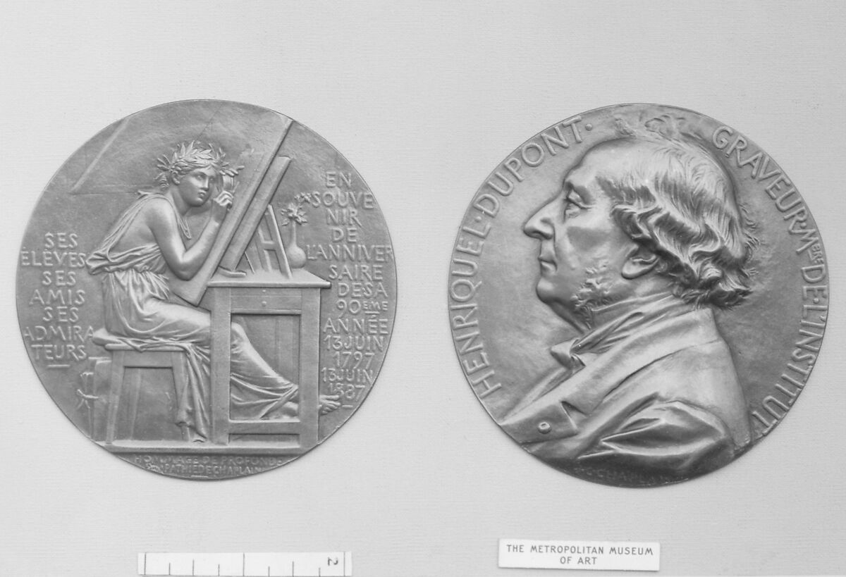 In honor of M. Henriquel-Dupont, Engraver, etc. (1887), Medalist: Jules-Clément Chaplain (French, Mortagne, Orne 1839–1909 Paris), Bronze, cast - double, French 