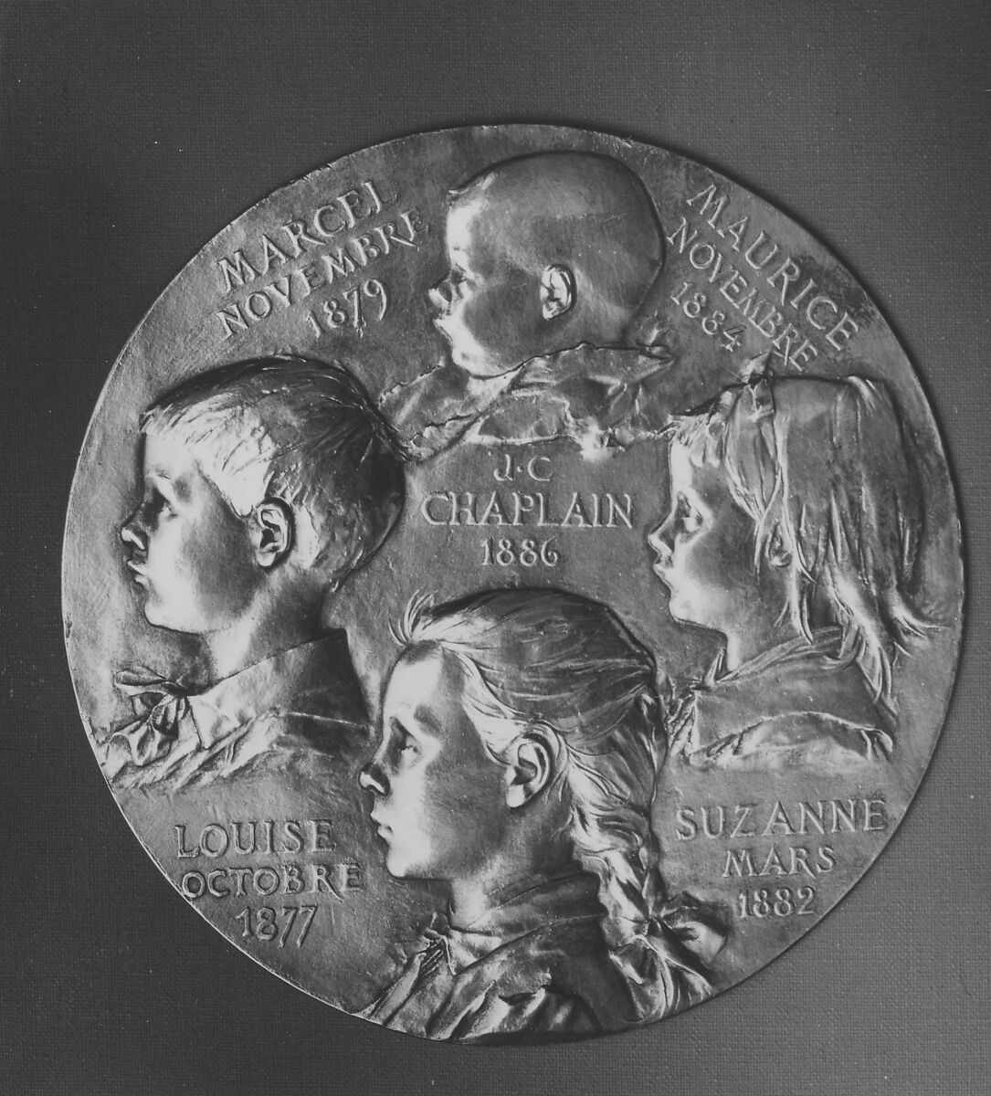 The Artist's Children, Medalist: Jules-Clément Chaplain (French, Mortagne, Orne 1839–1909 Paris), Bronze, silvered (cliché), cast - single, French 