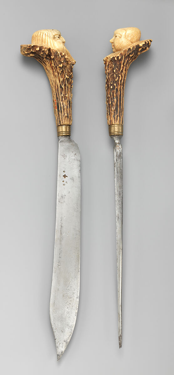 Carving knife, Steel, buckshorn, Southern German