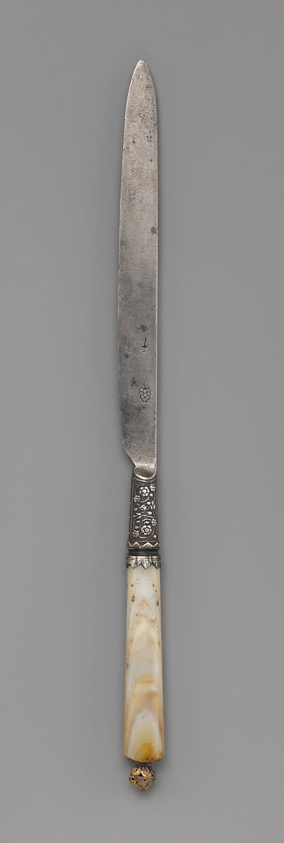 Table knife, Silver, steel, agate, British, London 