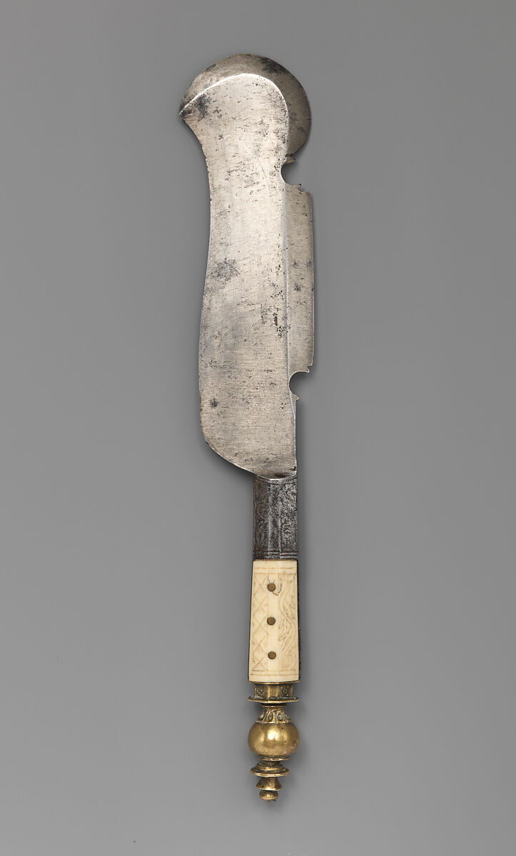 Knife (or Bill), Steel, brass, bone, German 