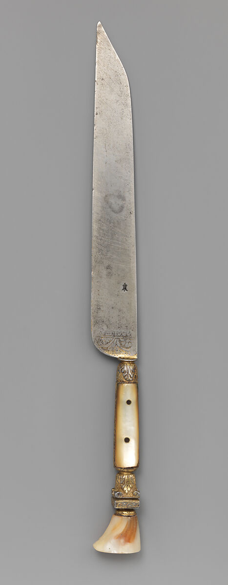Table knife, Steel, mother-of-pearl, gilt bronze, Italian 