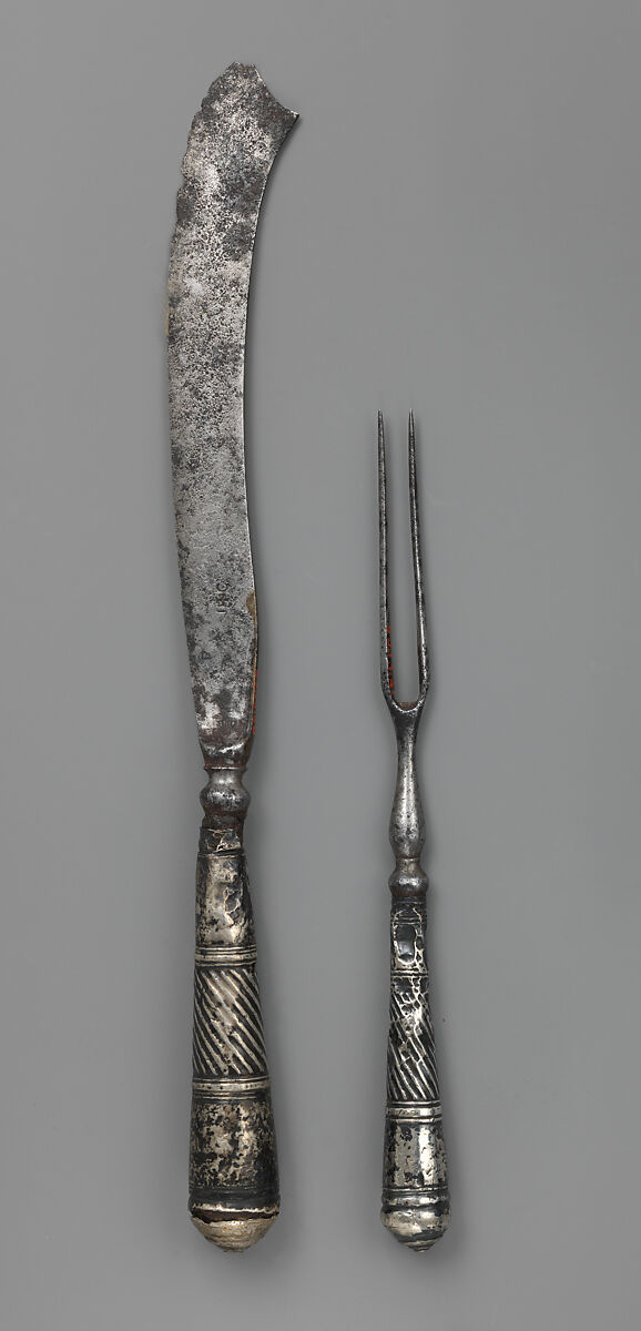 Table knife and fork, Steel, possibly Flemish 