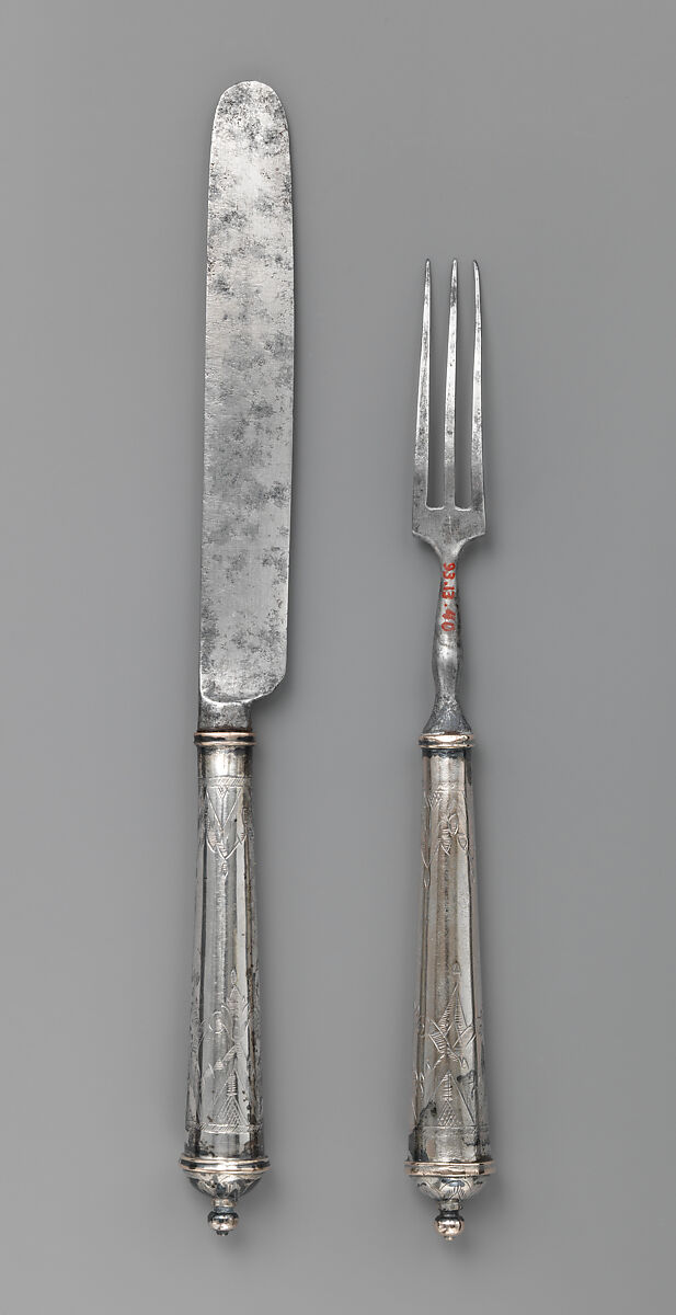 Table knife and fork, Steel, silver, Southern German or Flemish 
