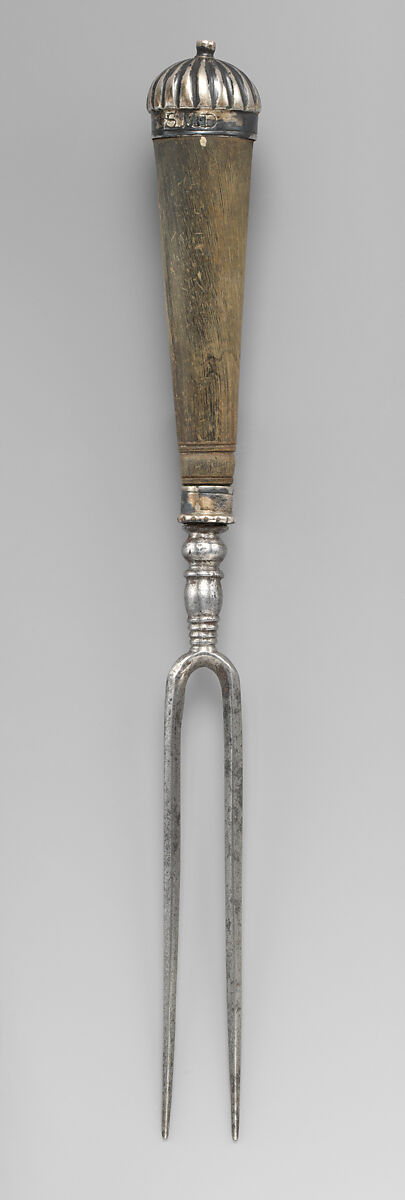 Table fork, Steel, silver; horn?, German or Dutch 
