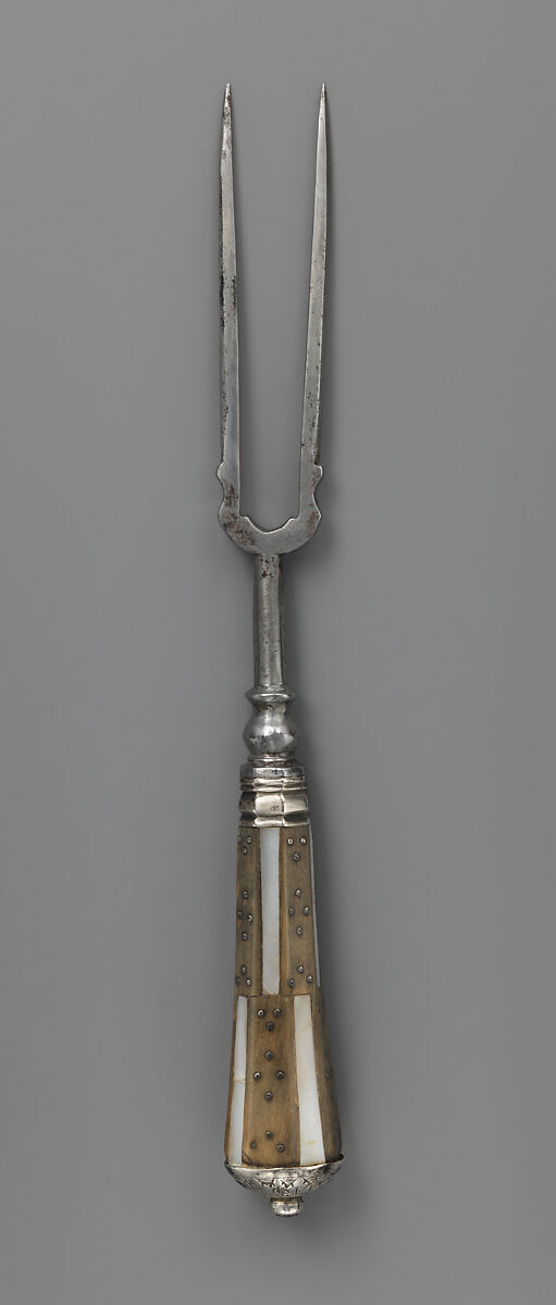 Table fork, Steel, wood, mother-of-pearl, silver, possibly Swiss 