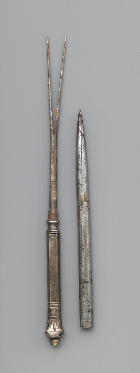 Whet-steel, Steel, silver (?), possibly Flemish 