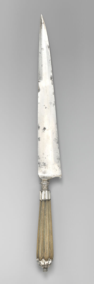 Huntsman's knife, Steel, wood, silver, Italian or Corsican 