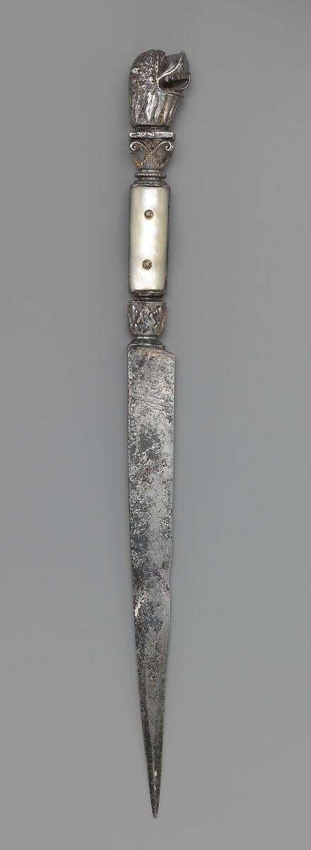 Table knife, Steel, mother-of-pearl, silver, Italian, Milan or French 