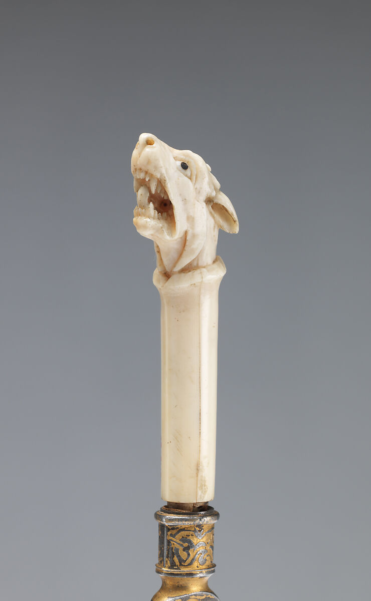 Table knife, Steel, gold, ivory, possibly Italian