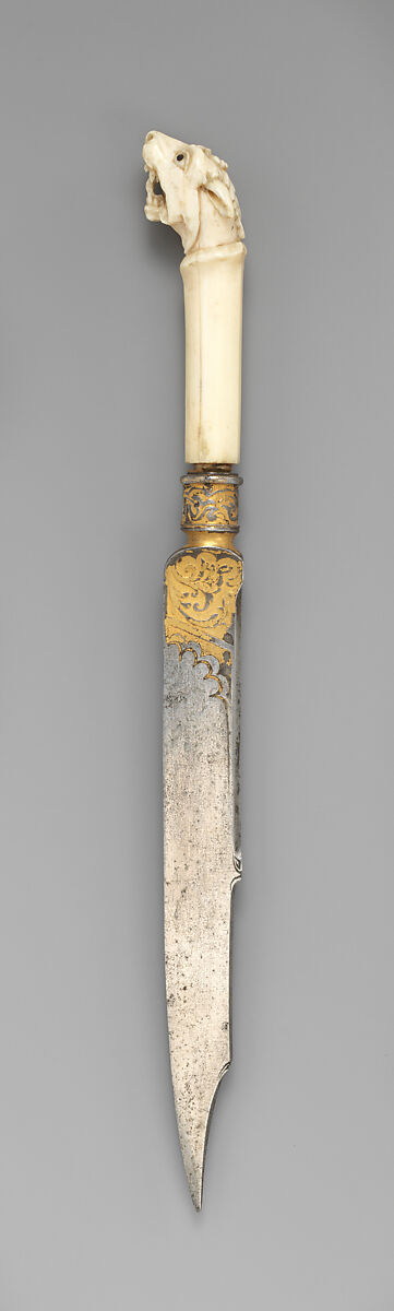 Table knife, Steel, gold, ivory, possibly Italian 