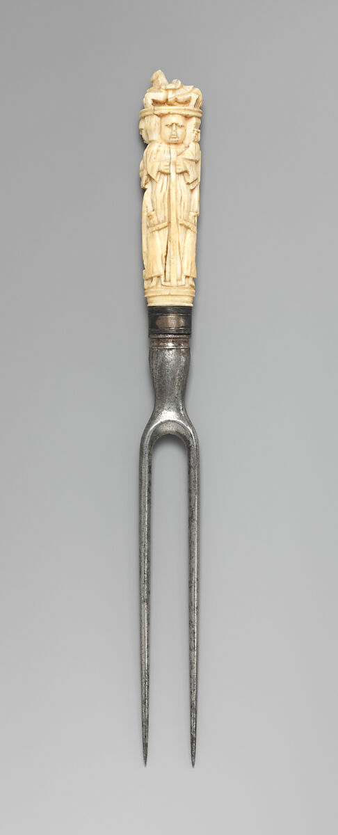 Carving fork, Steel, ivory, silver, Dutch 
