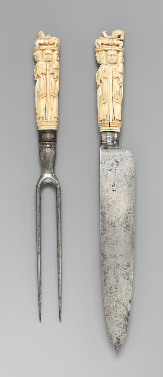 Carving fork, Steel, ivory, silver, Dutch