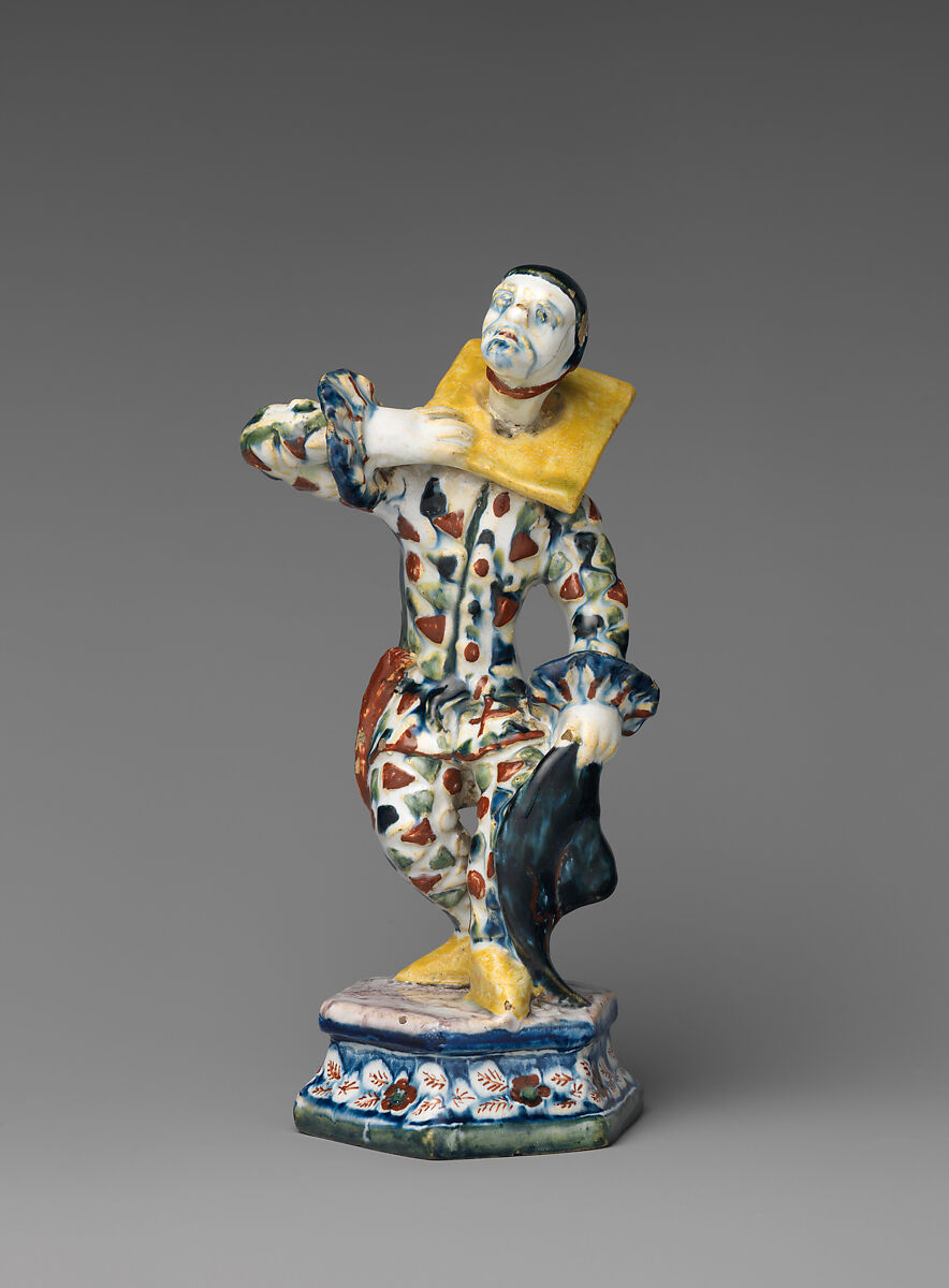Harlequin in a pillory, The "Greek A" Factory, Tin-glazed earthenware (Delftware), Dutch, Delft