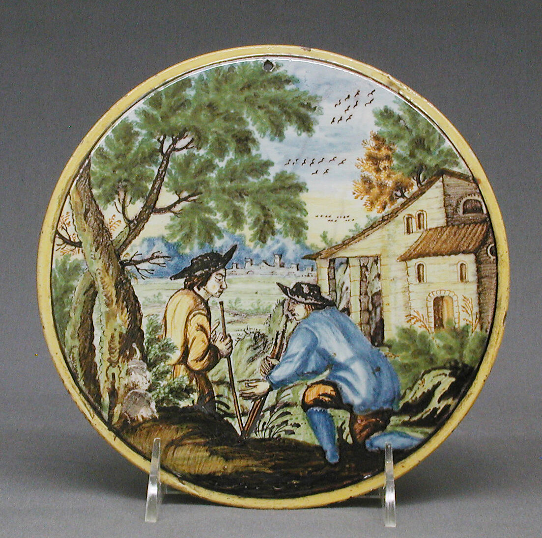 Two peasants, Castelli, White-enameled earthenware, Italian, Castelli 