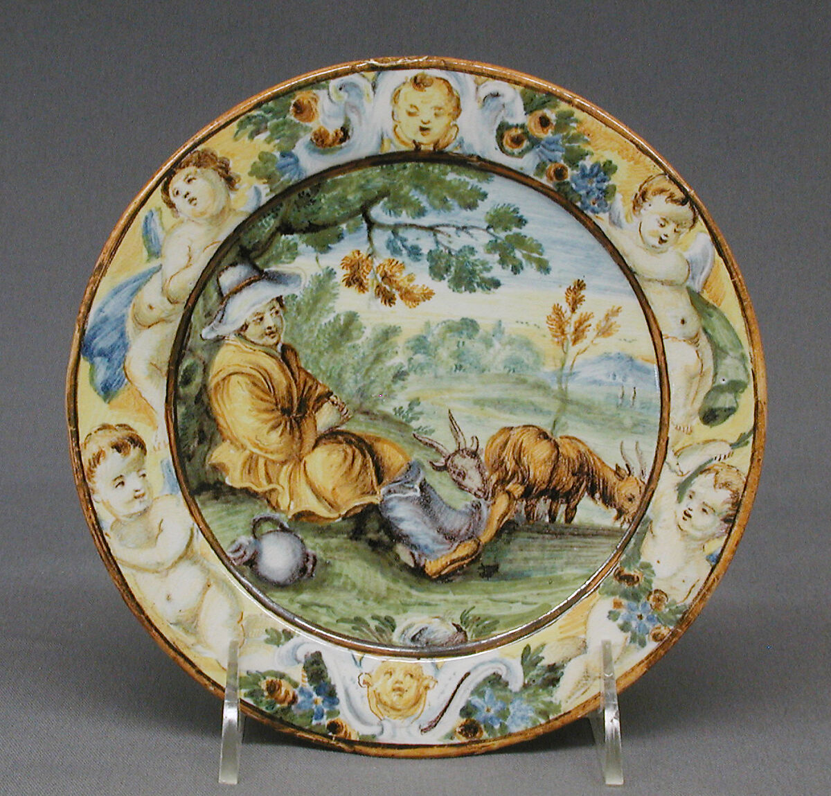 Plate, Castelli, Maiolica (tin-glazed earthenware), Italian, Castelli 