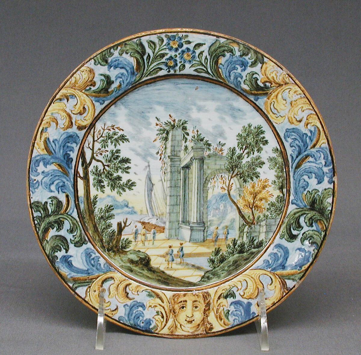 Plate, Castelli, Maiolica (tin-glazed earthenware), Italian, Castelli 