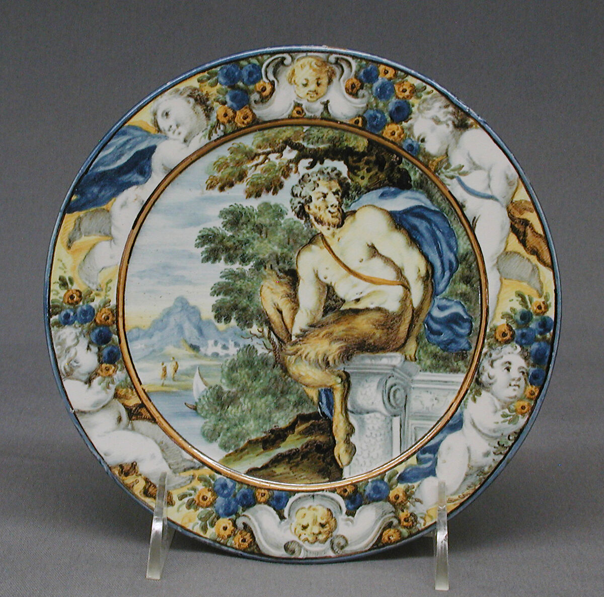 Plate, Castelli, Maiolica (tin-glazed earthenware), Italian, Castelli 