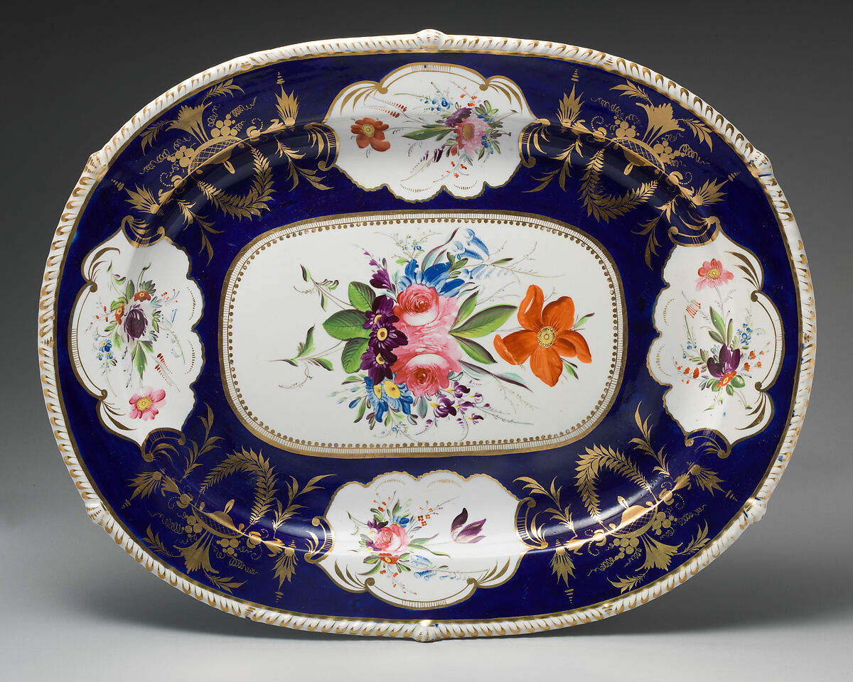 Platter, Crown Derby (British, 1750–present), Soft-paste porcelain, British, Crown Derby 