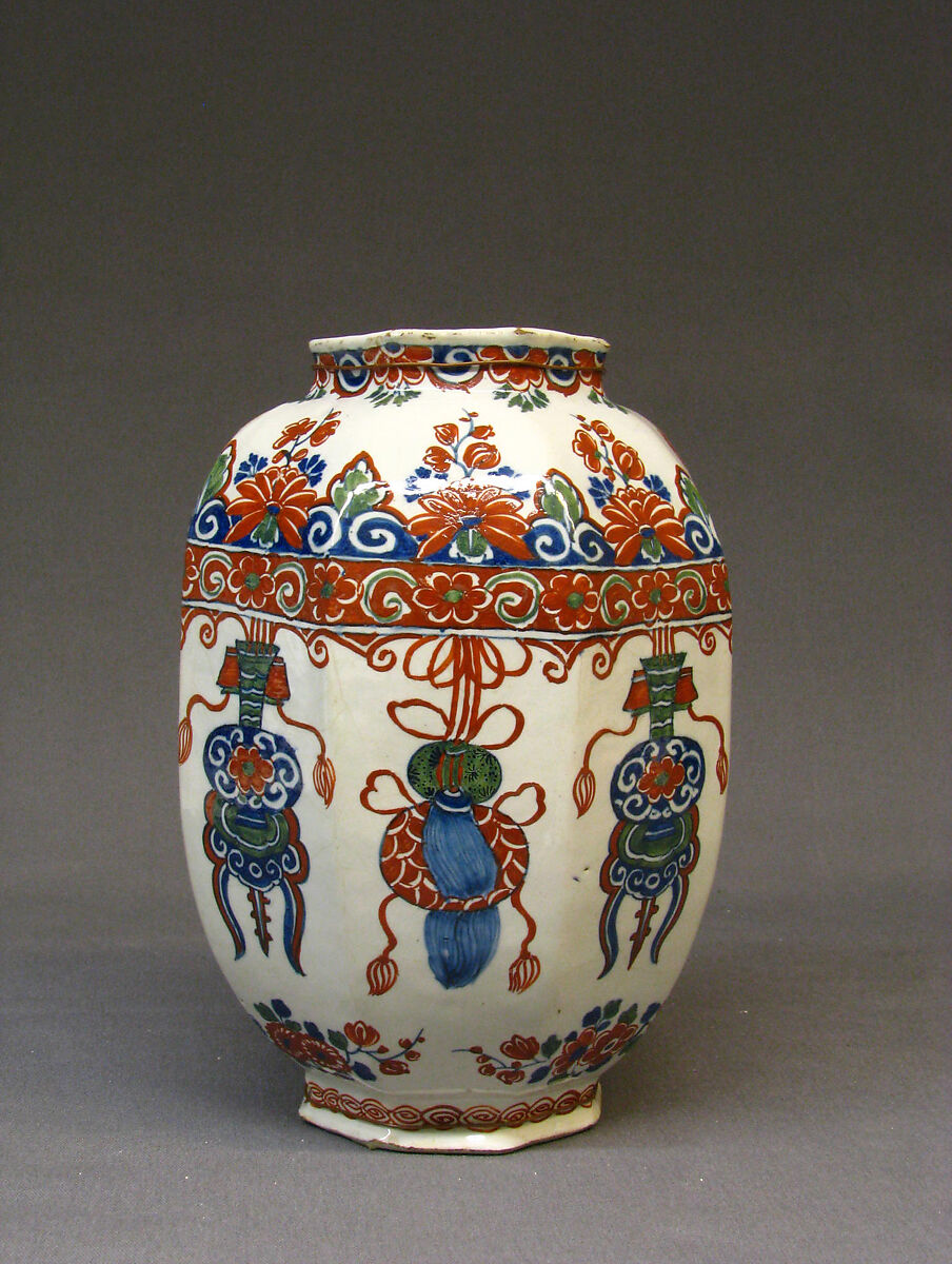 Vase, Tin-glazed earthenware, Dutch, Delft 