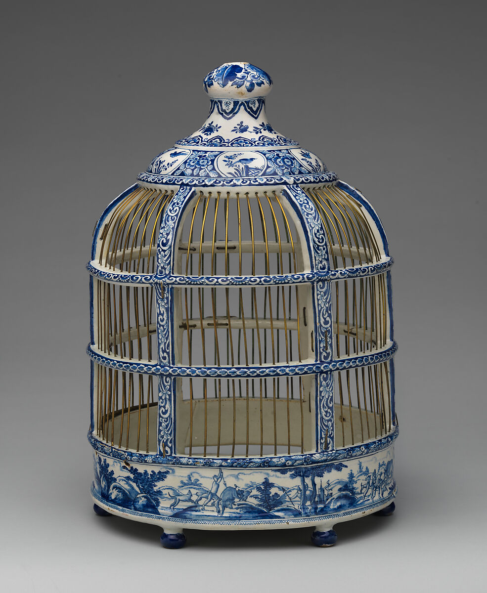 Birdcage, Tin-glazed earthenware, Dutch, Delft