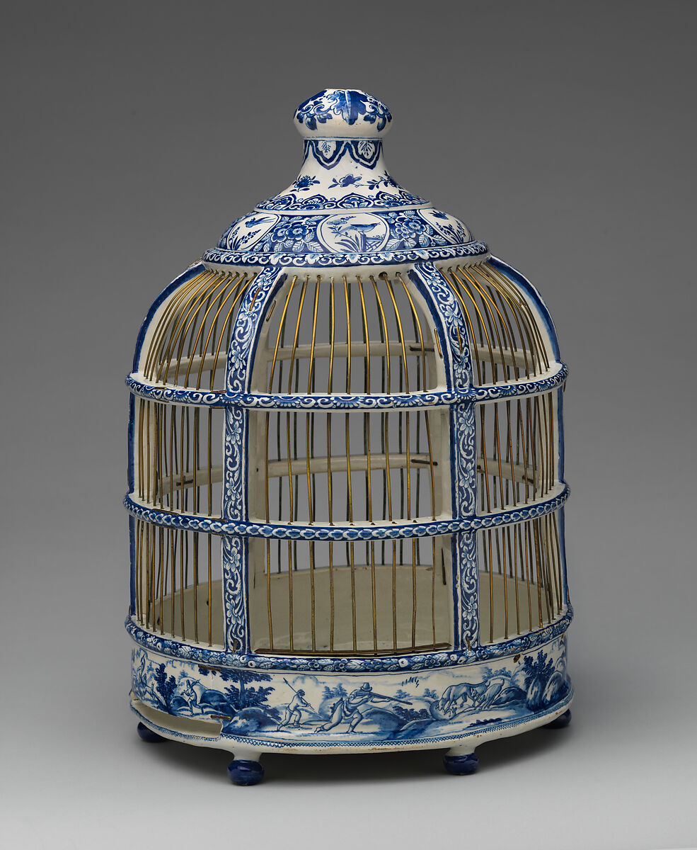 Birdcage, Tin-glazed earthenware, Dutch, Delft