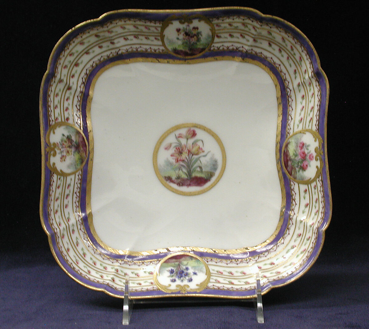 Dish (compotier carré), Sèvres Manufactory (French, 1740–present), Soft-paste porcelain, French, Sèvres 
