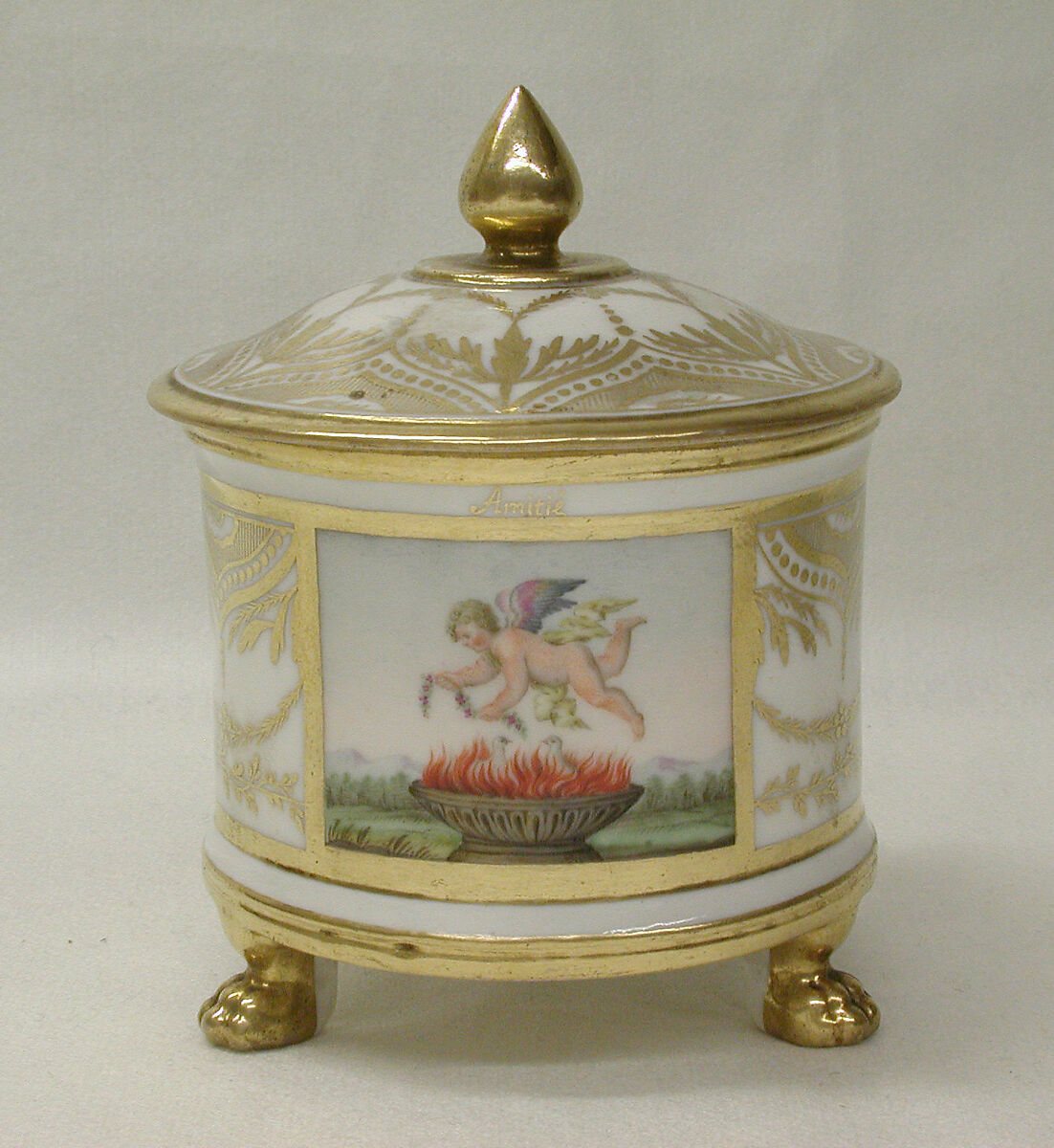 Sugar bowl with cover (part of a service), Royal Porcelain Manufactory, Naples (Ferdinand IV period, ca. 1771–ca. 1807), Soft-paste porcelain, Italian, Naples 