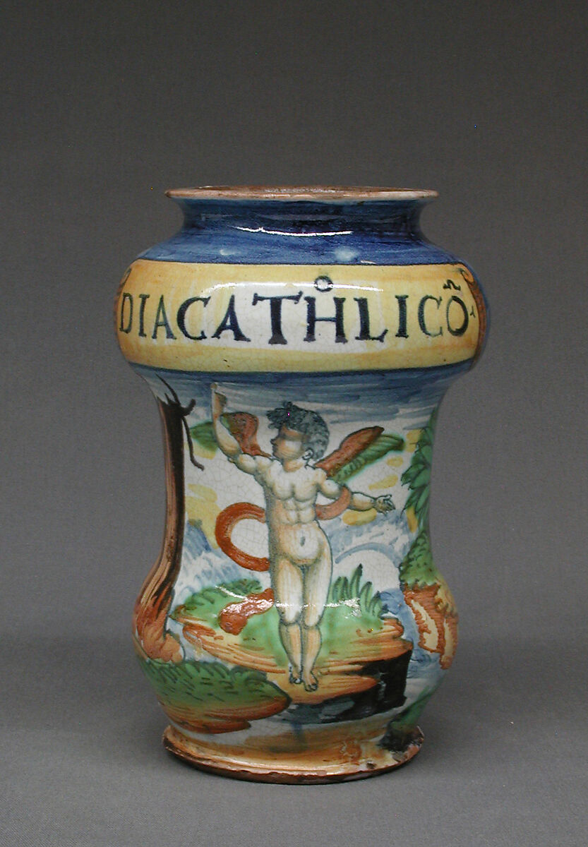 Albarello, Maiolica (tin-glazed earthenware), Italian, Urbino 