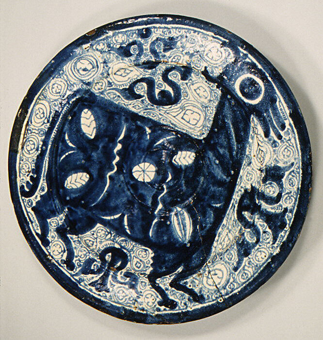Plate, Tin-glazed earthenware, Spanish, Teruel, Aragon 