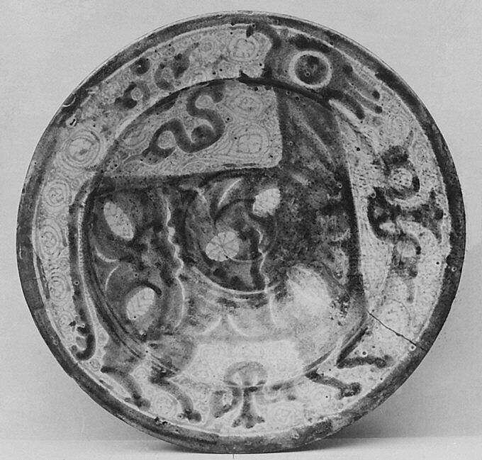 Plate, Tin-glazed earthenware, Spanish, Teruel, Aragon
