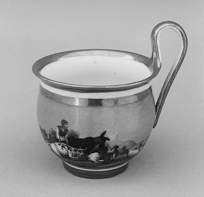 Cup (one of six) (part of a set), Hard-paste porcelain, French 