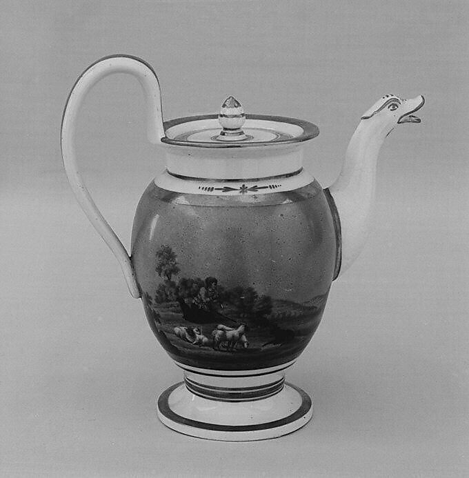 Teapot (part of a set), Hard-paste porcelain, French 