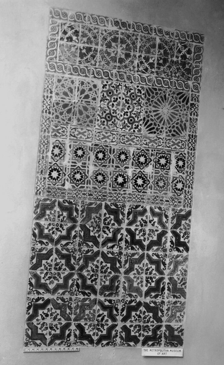 Panel of tiles, Tin-glazed earthenware, Spanish, Seville