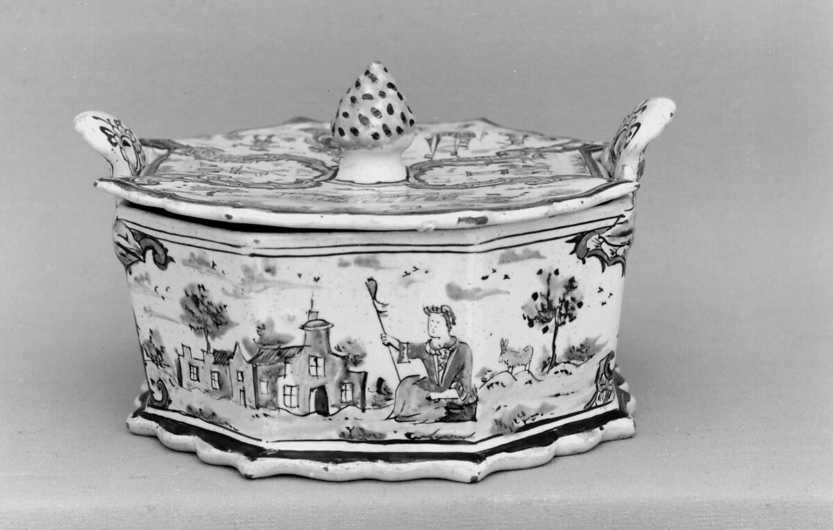 Butter dish, Tin-glazed earthenware, Dutch, Delft 