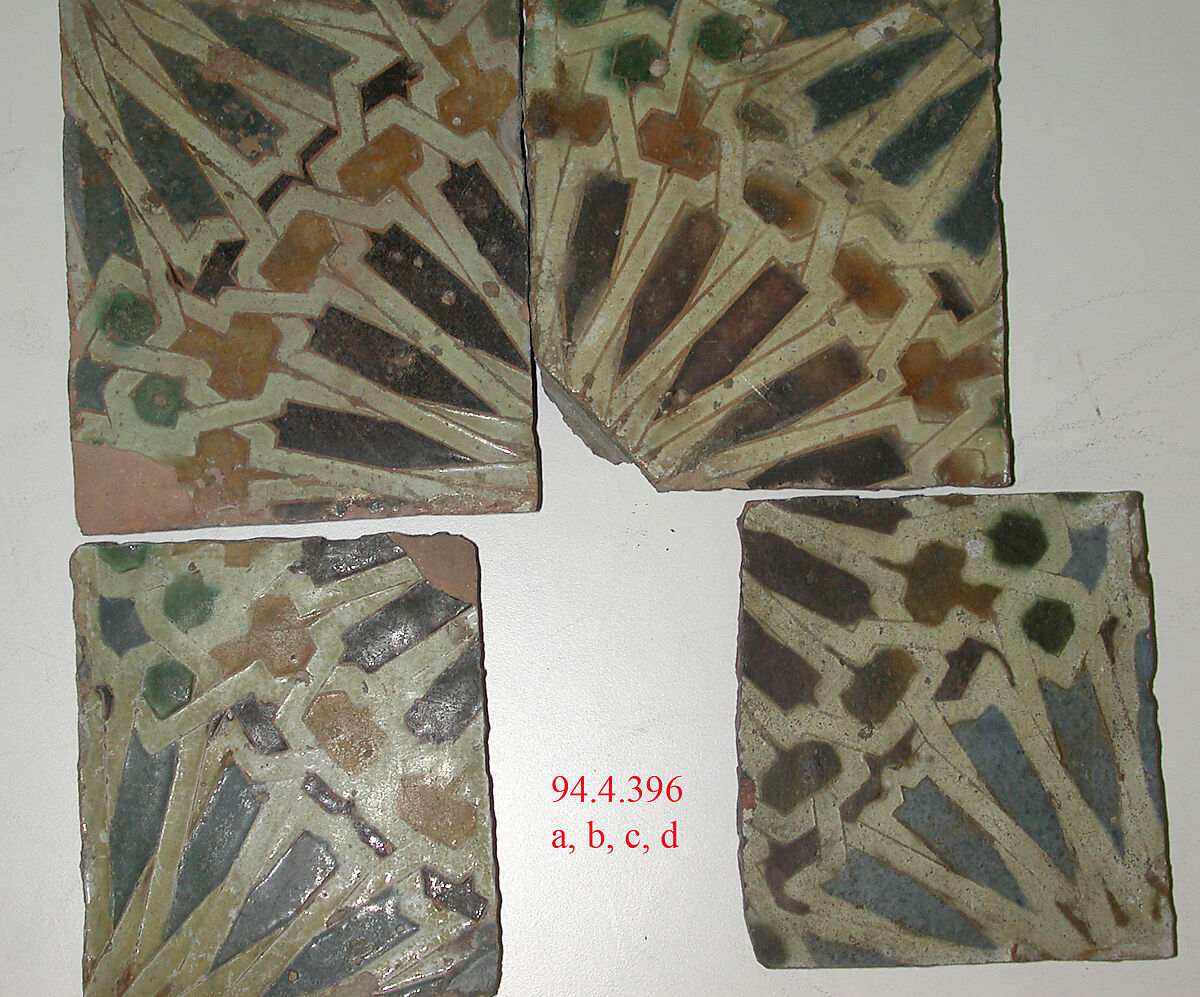 Tiles (4), Tin-glazed earthenware, Spanish, Seville 