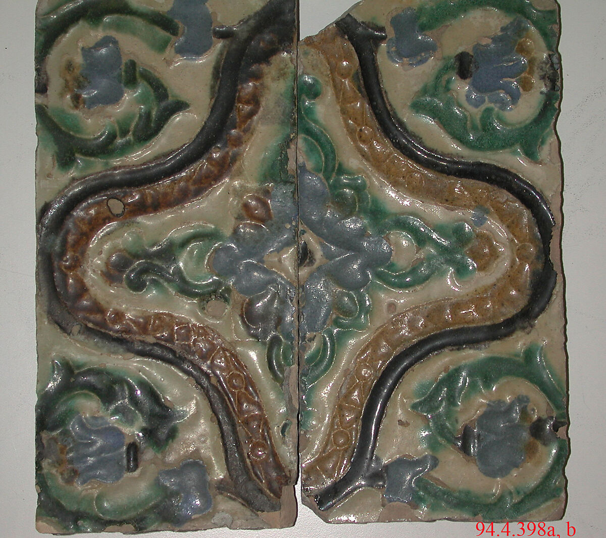 Tiles (2), Tin-glazed earthenware, Spanish, Seville 