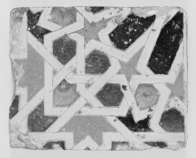Panel fragment, Tin-glazed earthenware, Spanish, Seville 