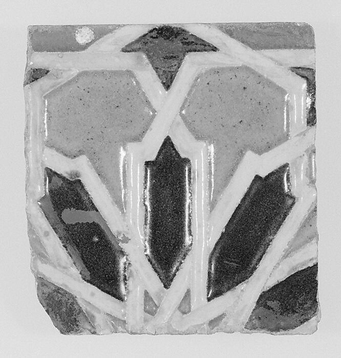 Panel fragment, Tin-glazed earthenware, Spanish, Seville 