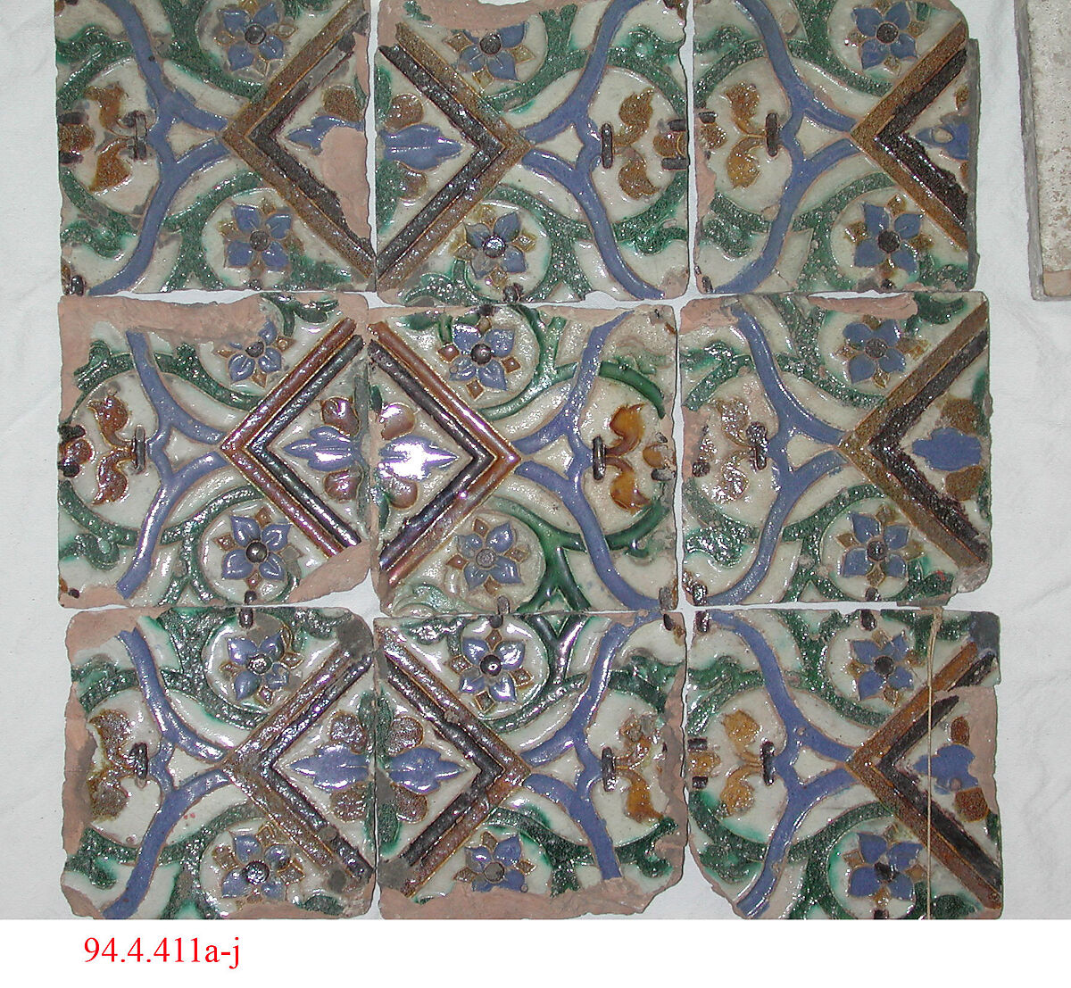 Tiles (10), Tin-glazed earthenware, Spanish, Seville 