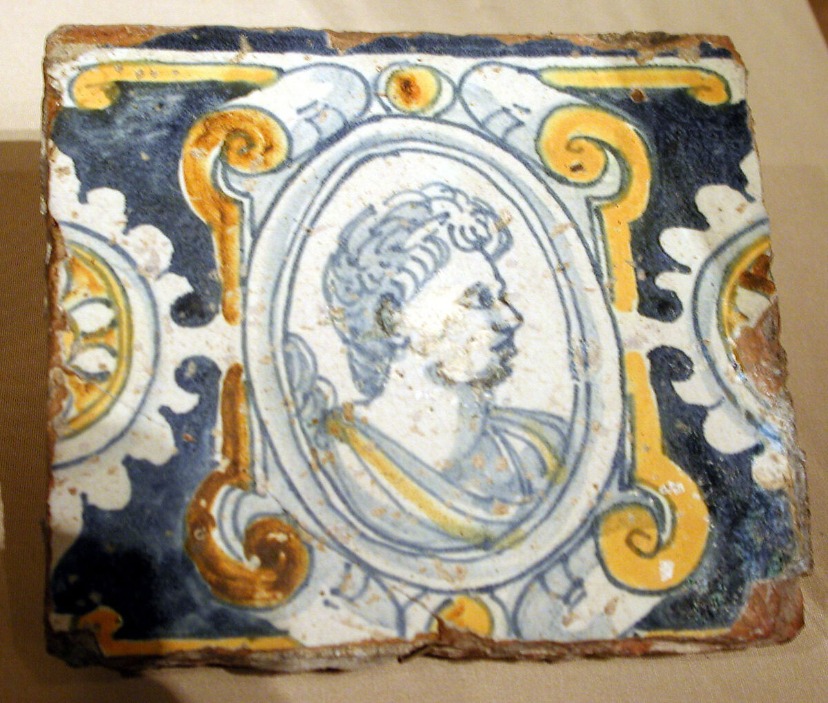 Wall tile, Tin-glazed earthenware, probably Spanish, Seville 