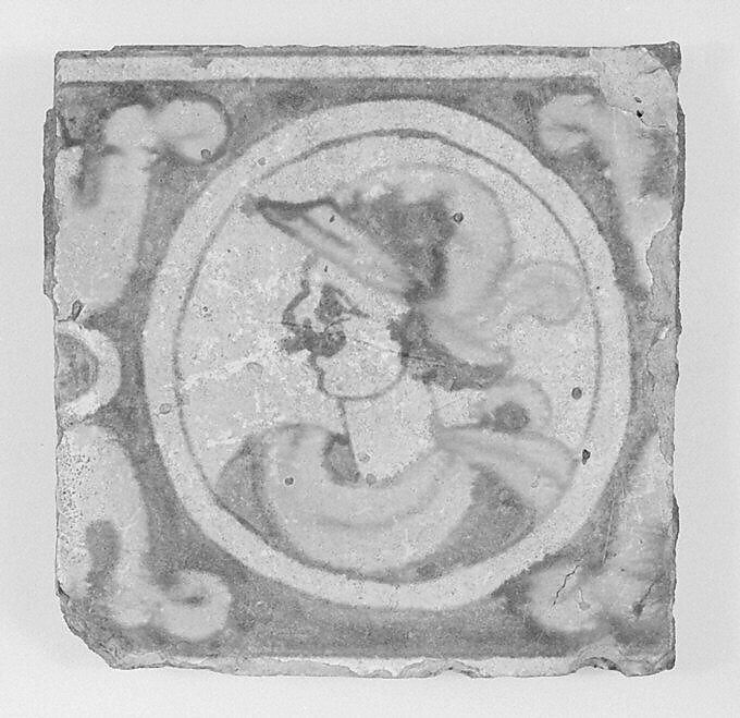 Wall tile, Tin-glazed earthenware, probably Spanish, Seville 