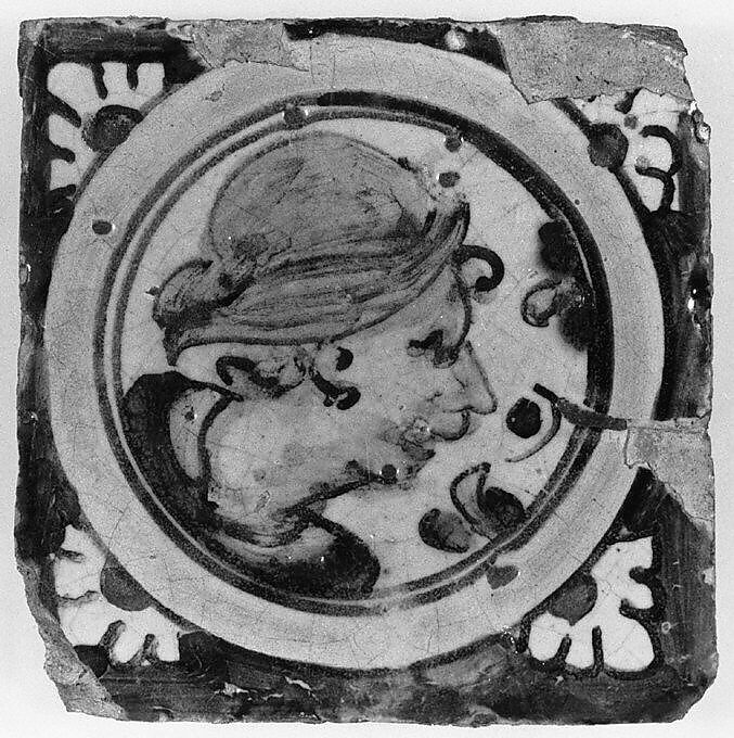 Set of four wall tiles, Tin-glazed earthenware, probably Spanish, Seville